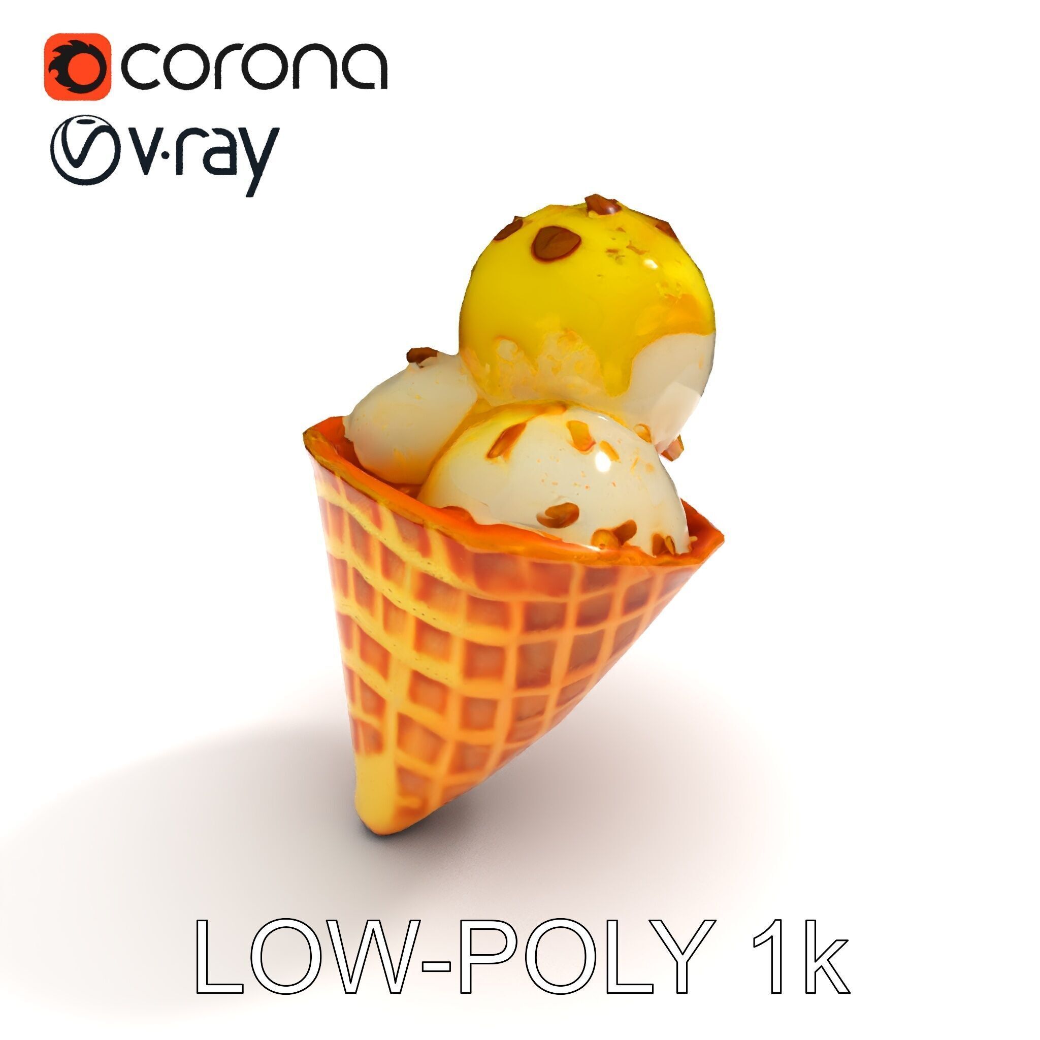 Ice Cream Cone with Sprinkles Model Pack Low-poly 3D model_30