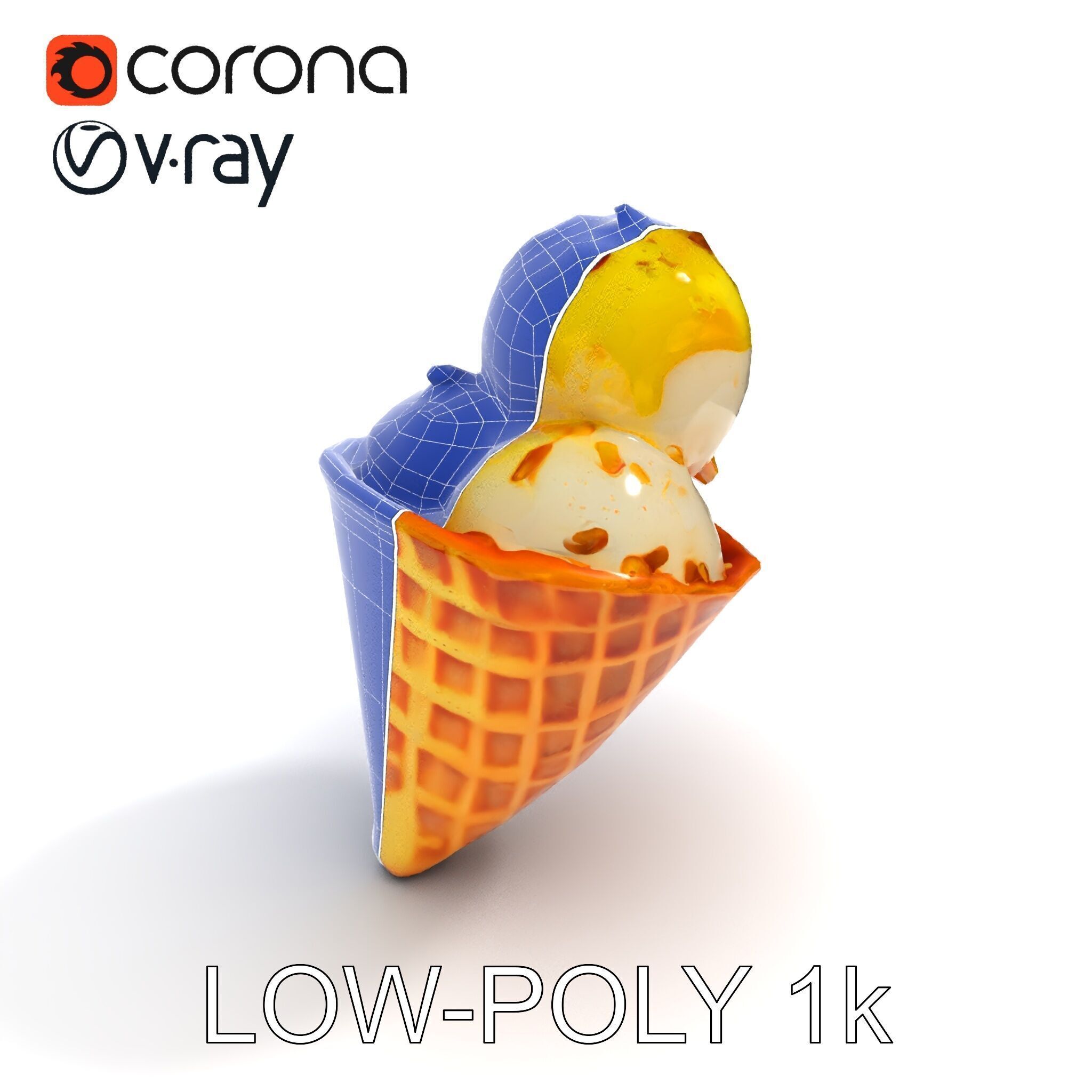 Ice Cream Cone with Sprinkles Model Pack Low-poly 3D model_19