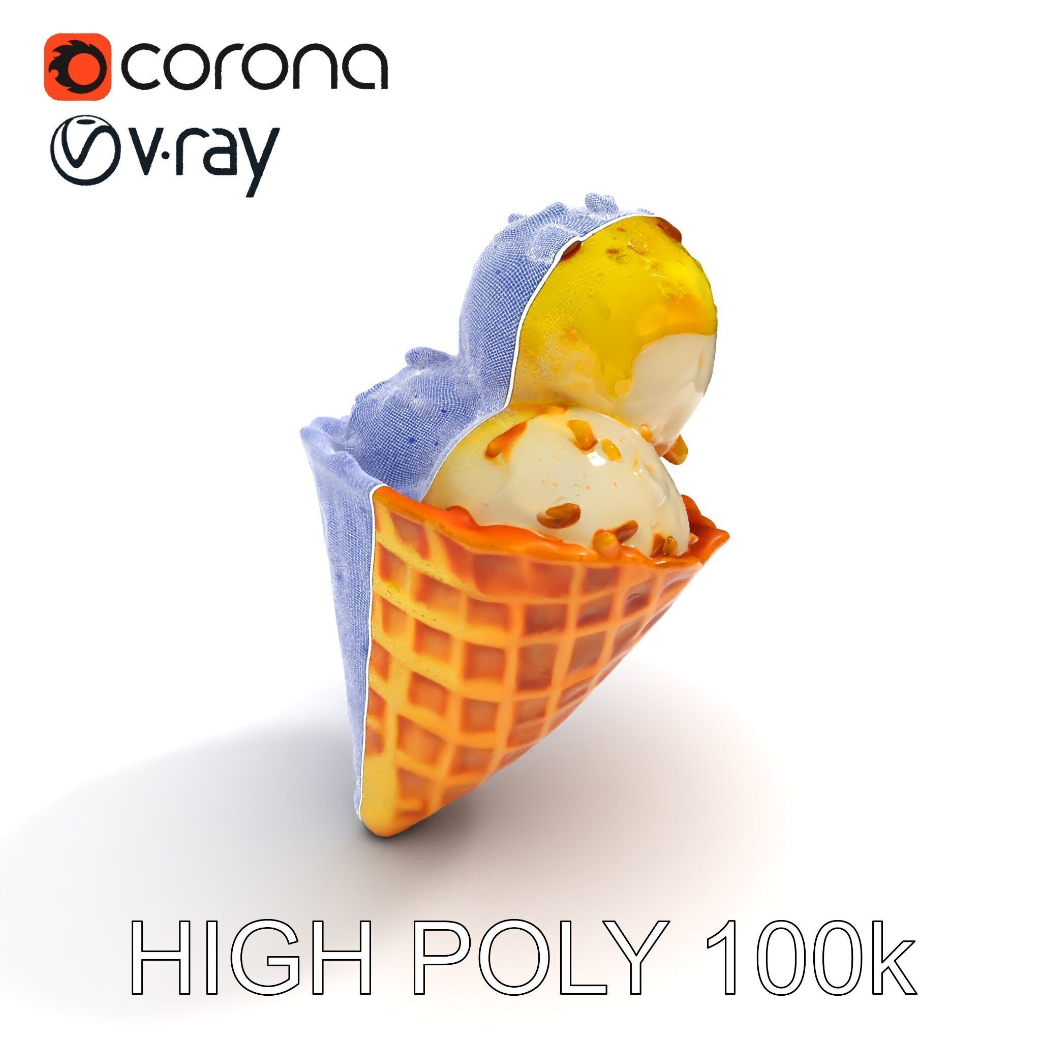 Ice Cream Cone with Sprinkles Model Pack Low-poly 3D model_8