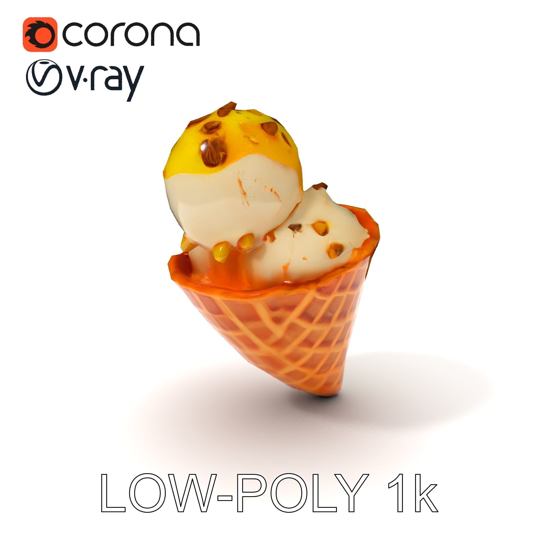 Ice Cream Cone with Sprinkles Model Pack Low-poly 3D model_10