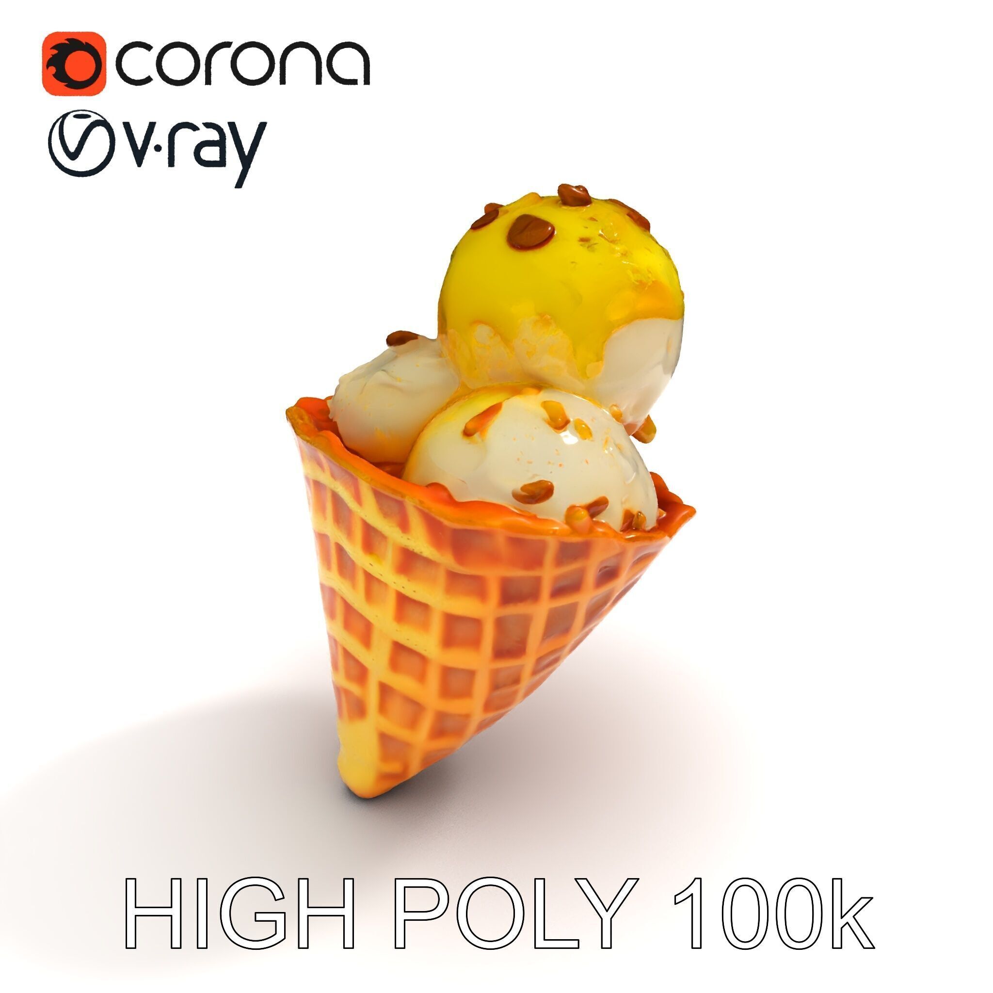 Ice Cream Cone with Sprinkles Model Pack Low-poly 3D model_23