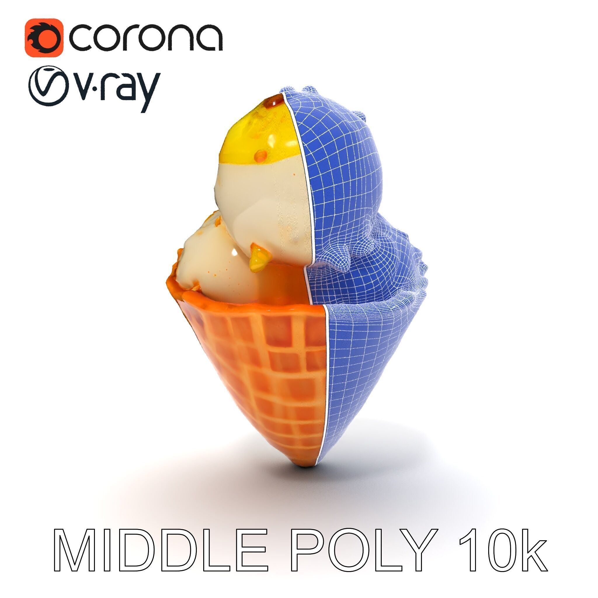 Ice Cream Cone with Sprinkles Model Pack Low-poly 3D model_24