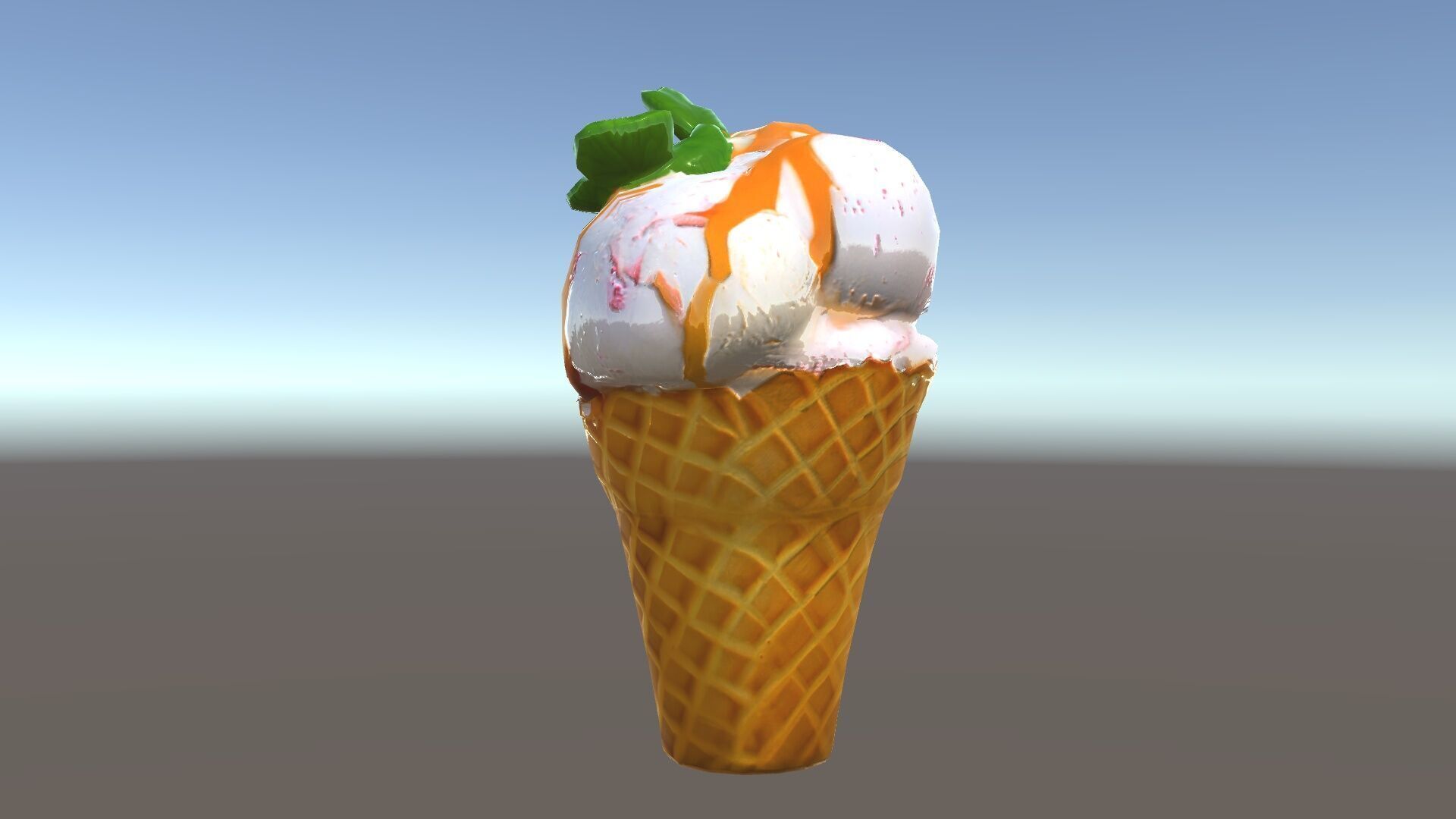 Ice Cream Cone with Caramel Drizzle Model Pack Low-poly 3D model_9