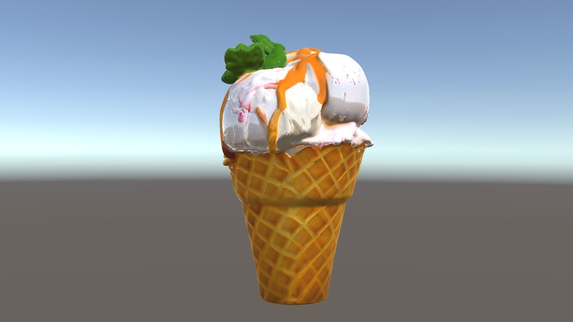 Ice Cream Cone with Caramel Drizzle Model Pack Low-poly 3D model_5