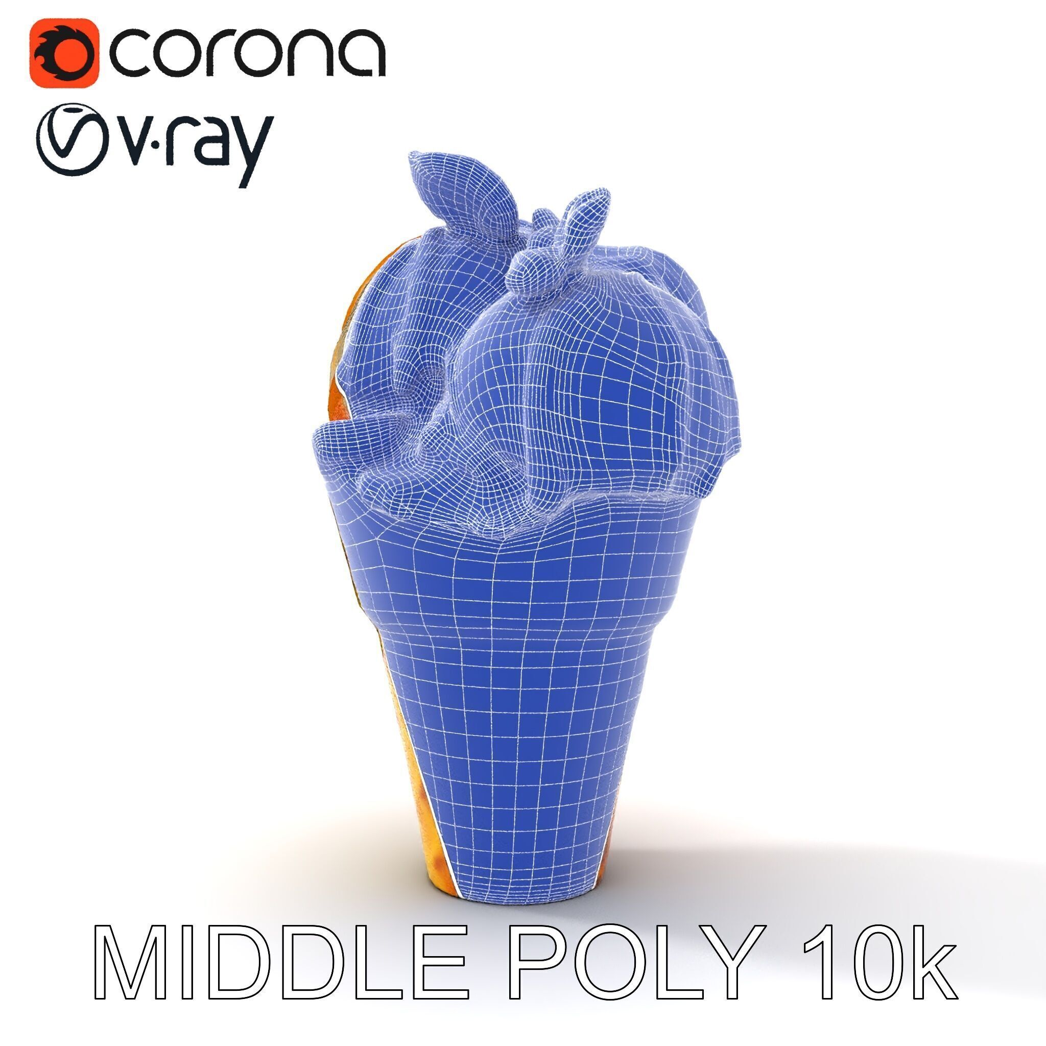 Ice Cream Cone with Caramel Drizzle Model Pack Low-poly 3D model_6