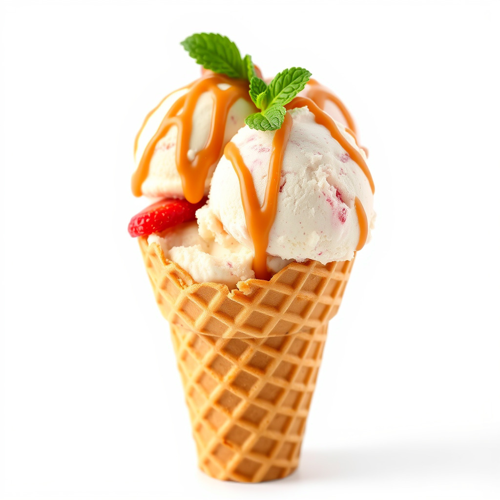 Ice Cream Cone with Caramel Drizzle Model Pack Low-poly 3D model_0