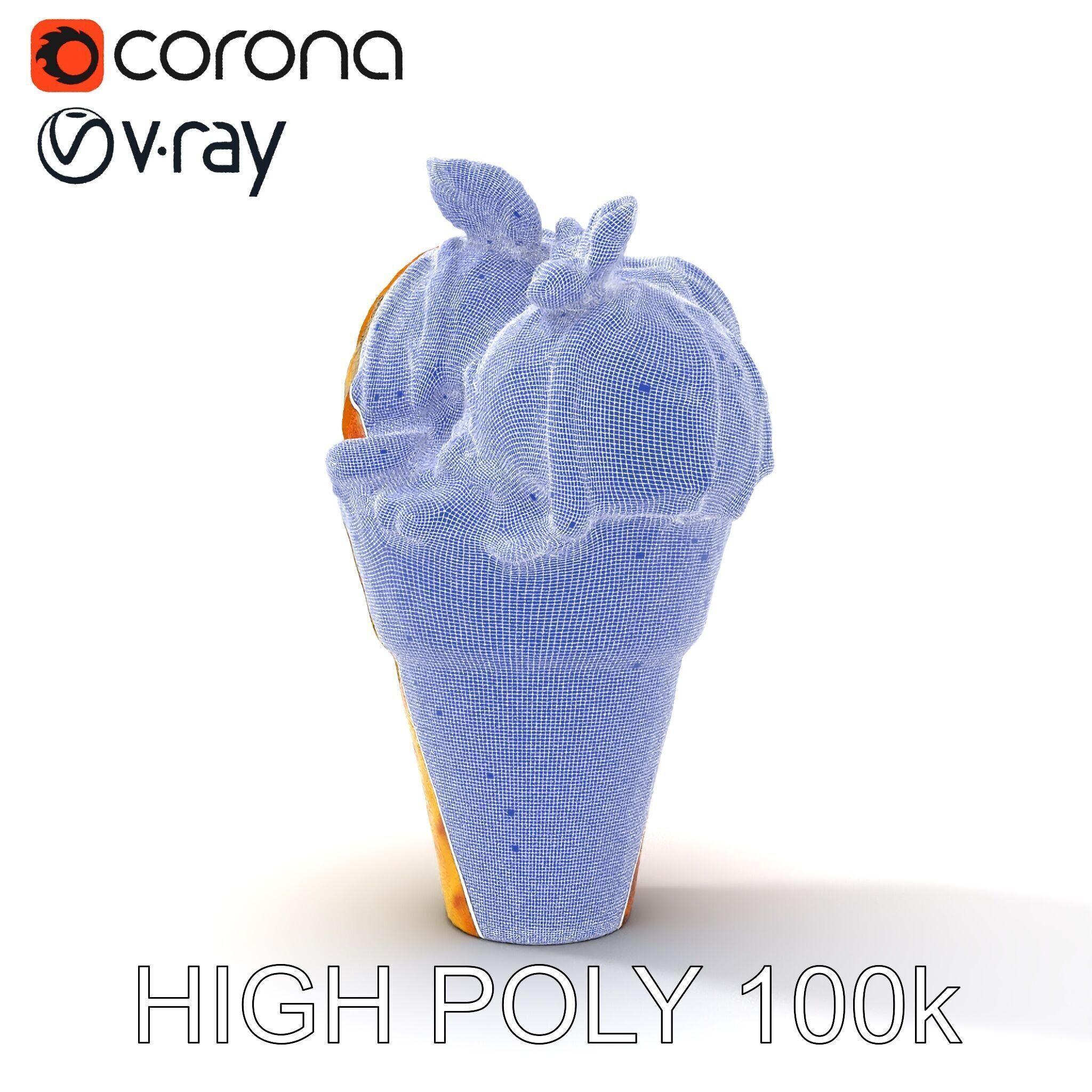 Ice Cream Cone with Caramel Drizzle Model Pack Low-poly 3D model_10