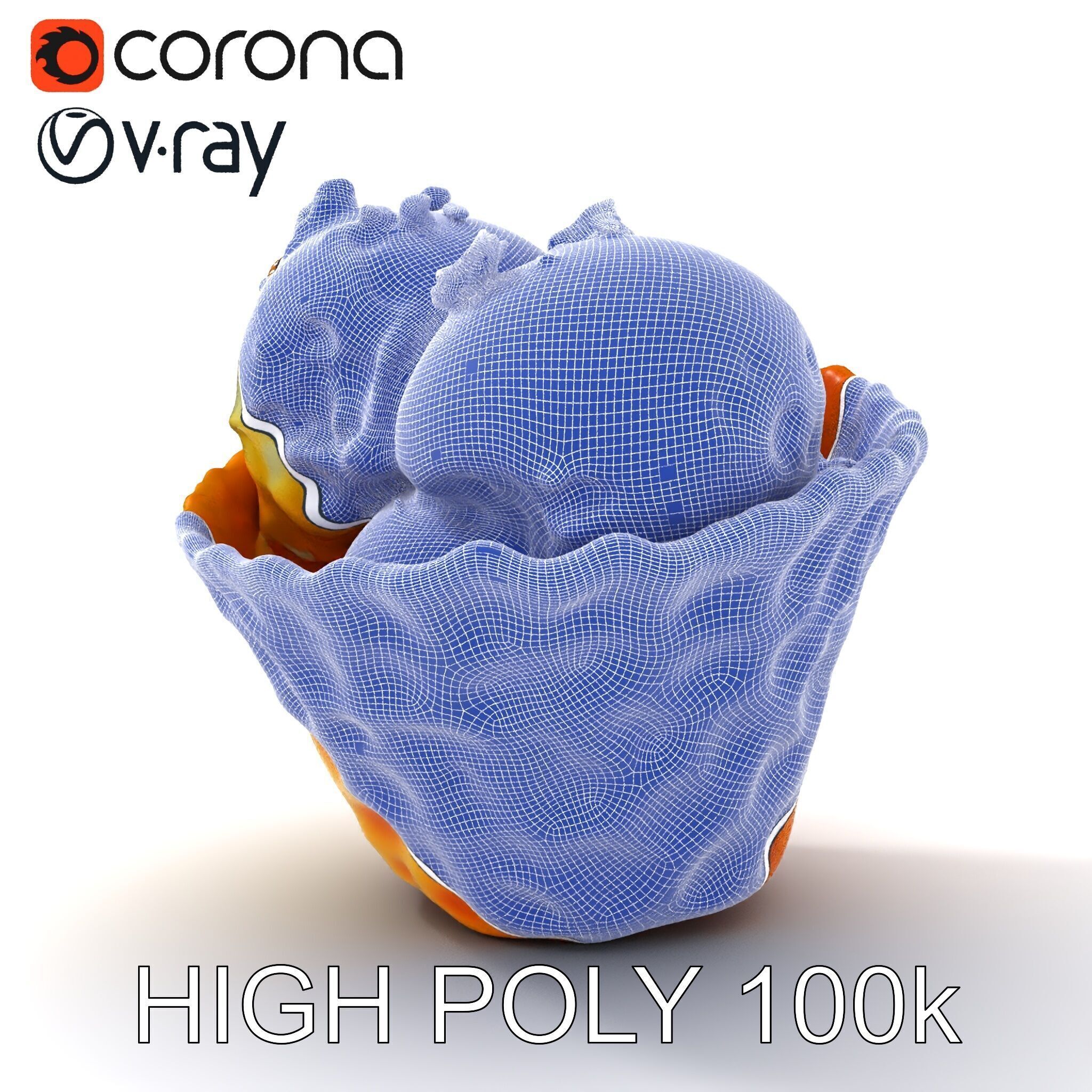 Ice Cream Waffle Cone Model Pack with Edible Flowers Low-poly 3D model_16