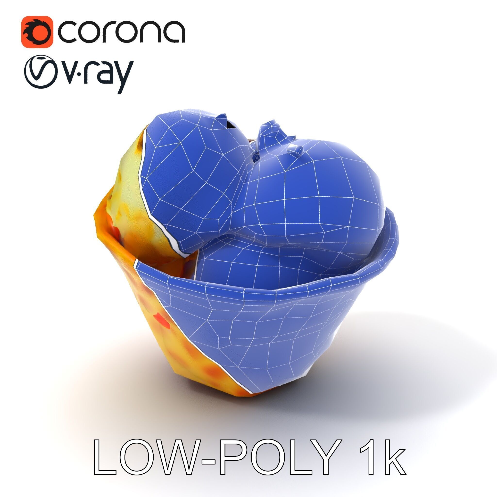 Ice Cream Waffle Cone Model Pack with Edible Flowers Low-poly 3D model_31