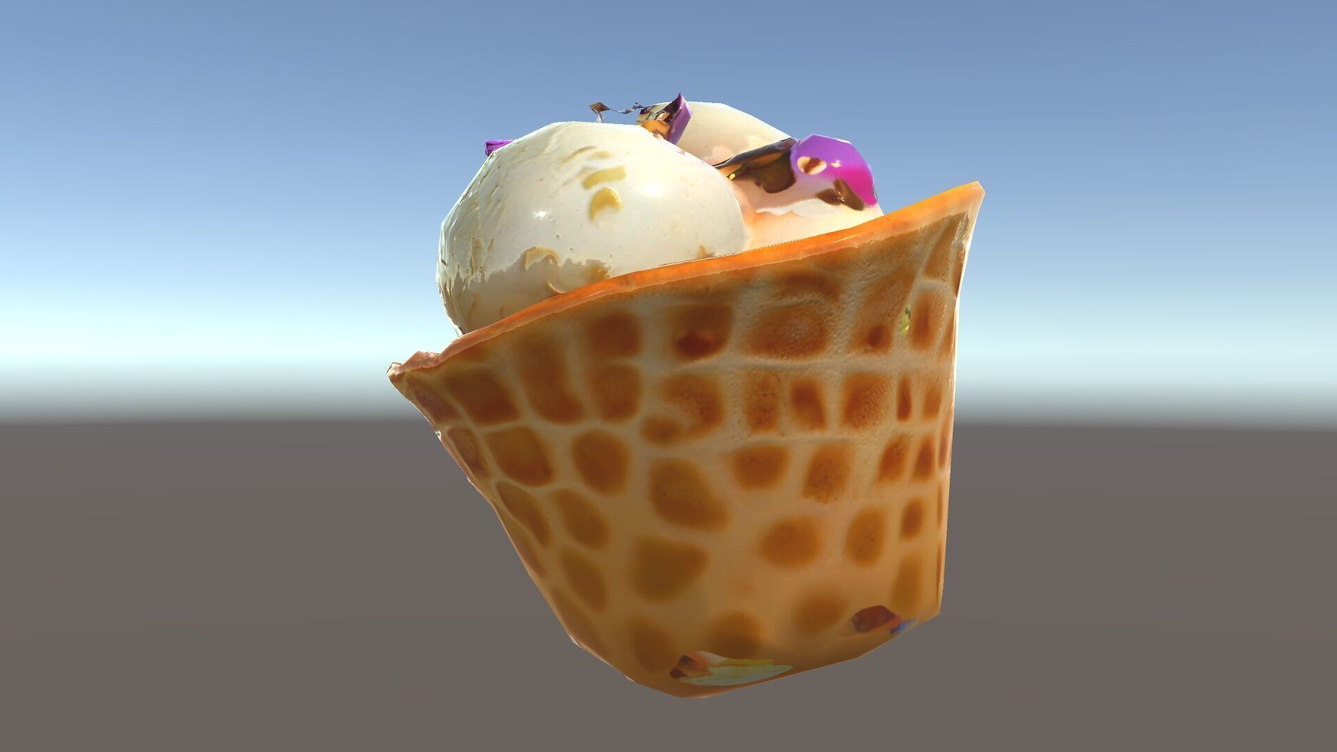 Ice Cream Waffle Cone Model Pack with Edible Flowers Low-poly 3D model_7