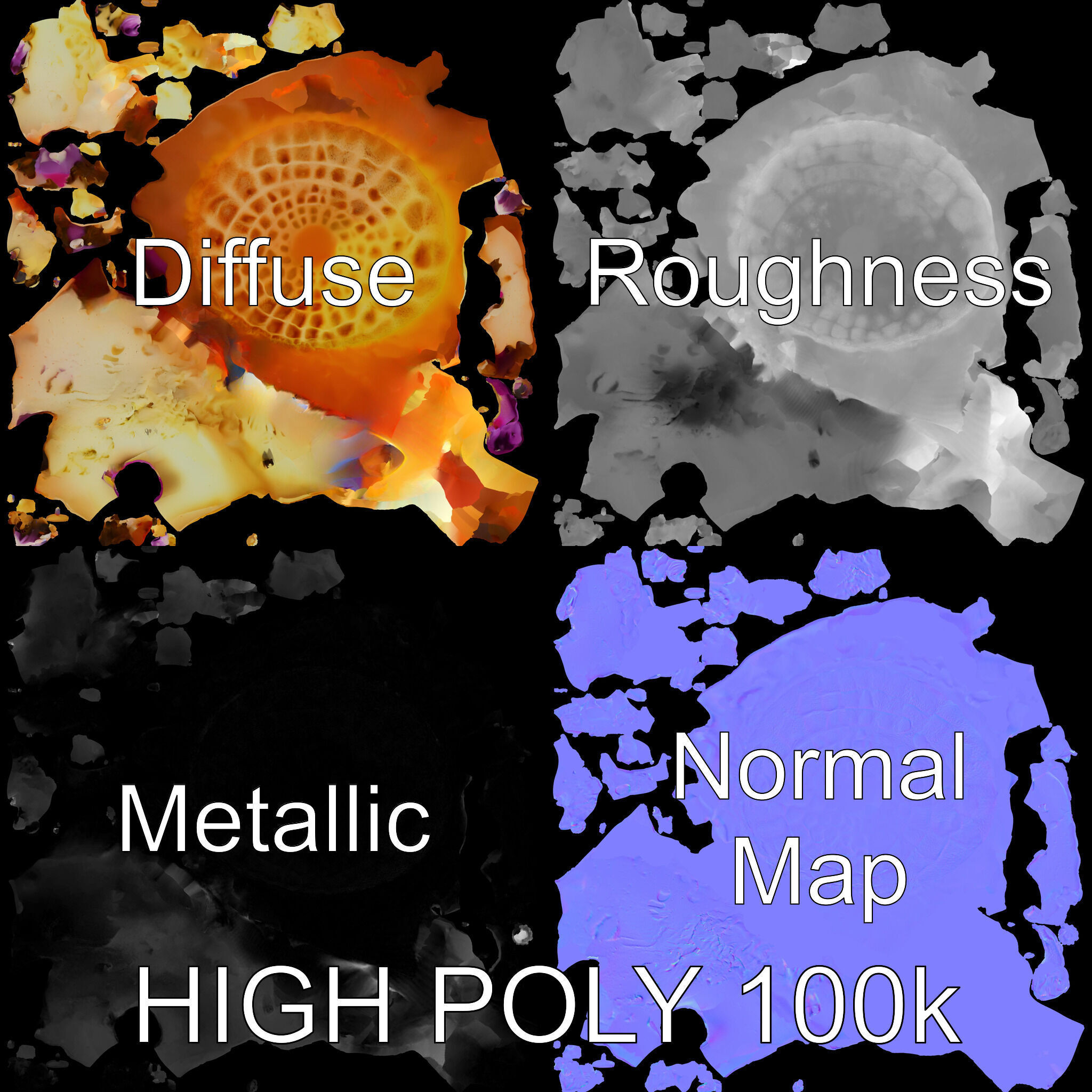 Ice Cream Waffle Cone Model Pack with Edible Flowers Low-poly 3D model_2