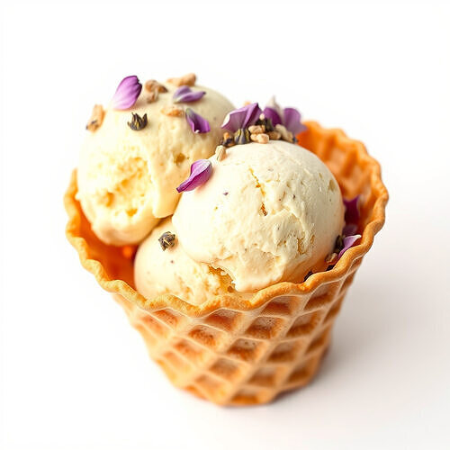 Ice Cream Waffle Cone Model Pack with Edible Flowers Low-poly 3D model 4