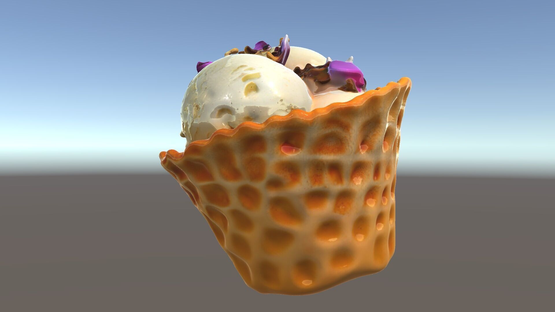 Ice Cream Waffle Cone Model Pack with Edible Flowers Low-poly 3D model_5