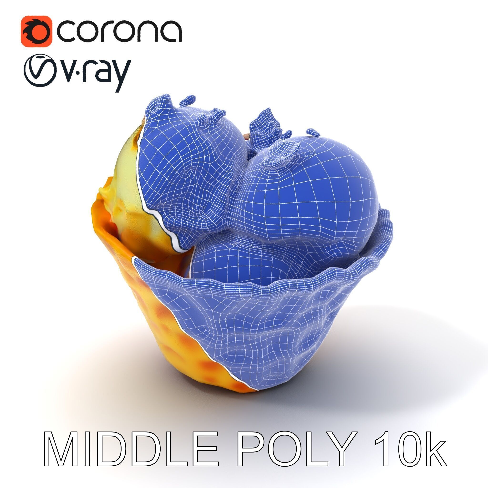 Ice Cream Waffle Cone Model Pack with Edible Flowers Low-poly 3D model_22
