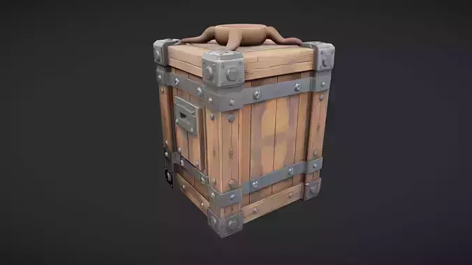 Wooden shipping crate with iron reinforcement