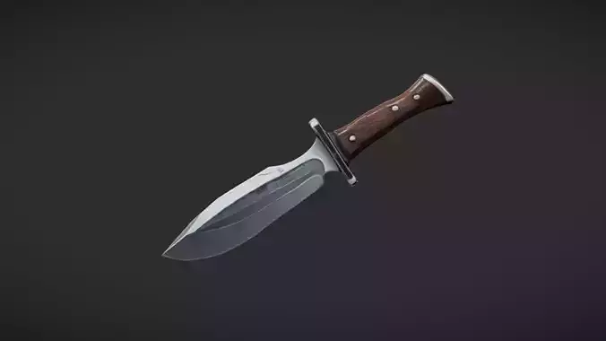 Combat knife with wooden handle