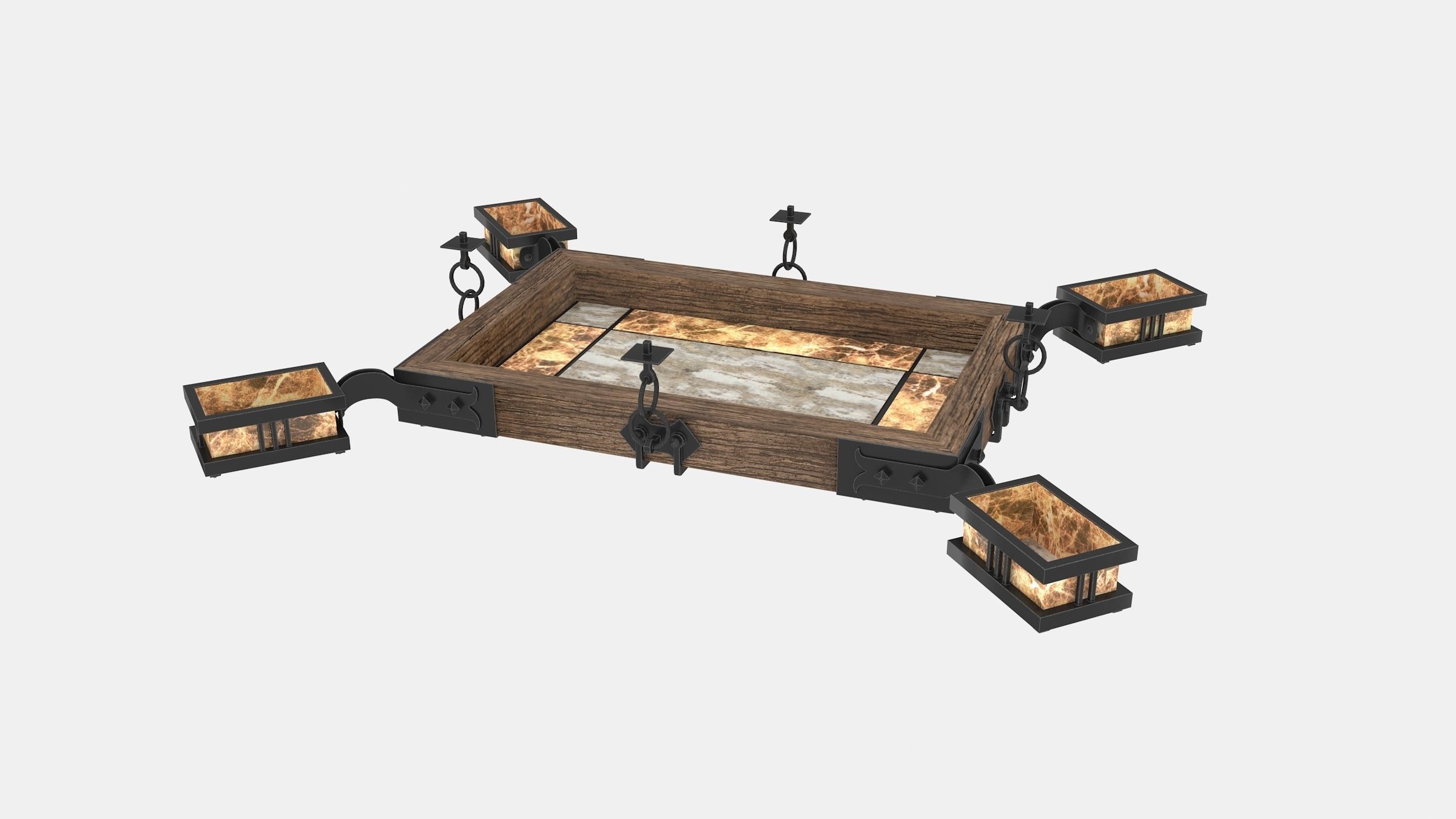  iron chandelier 3D model_2