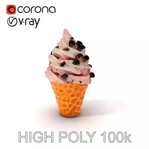 Ice Cream Cone with Chocolate Chips Model Pack Low-poly 3D model