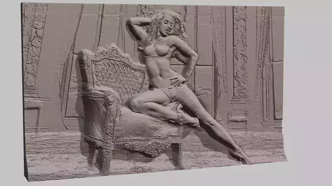 Bikini Supermodel relief sculpture