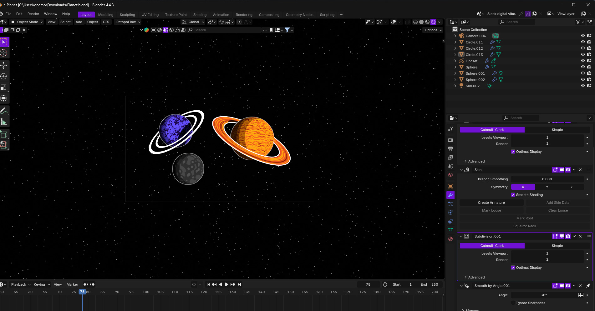 Vibrant Outer Space Planets  Digital 3D Art Low-poly 3D model_2