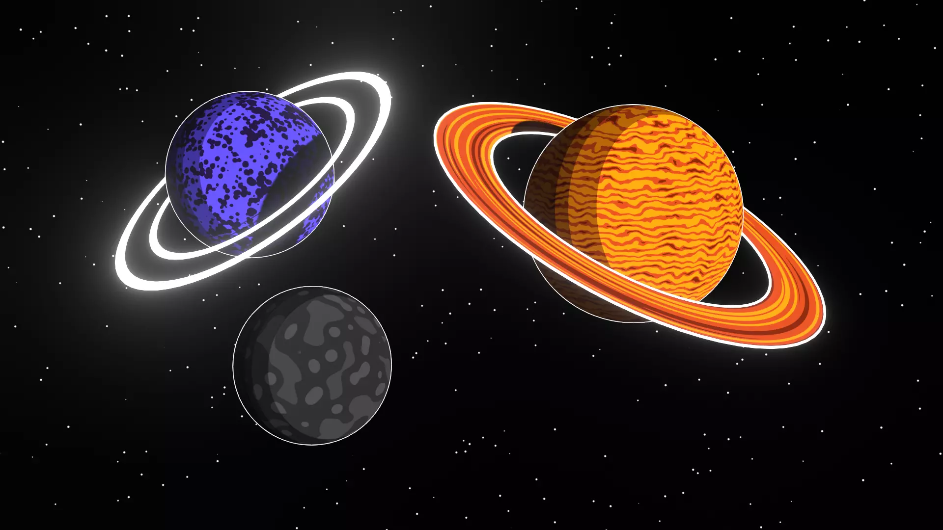 Vibrant Outer Space Planets  Digital 3D Art Low-poly 3D model_0