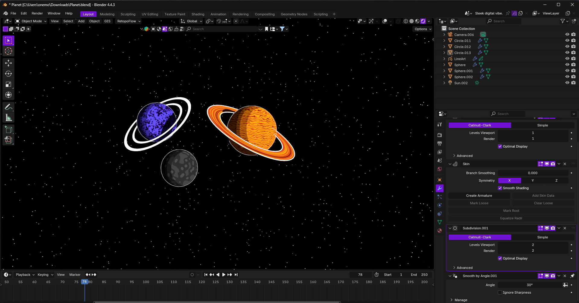 Vibrant Outer Space Planets  Digital 3D Art Low-poly 3D model_1