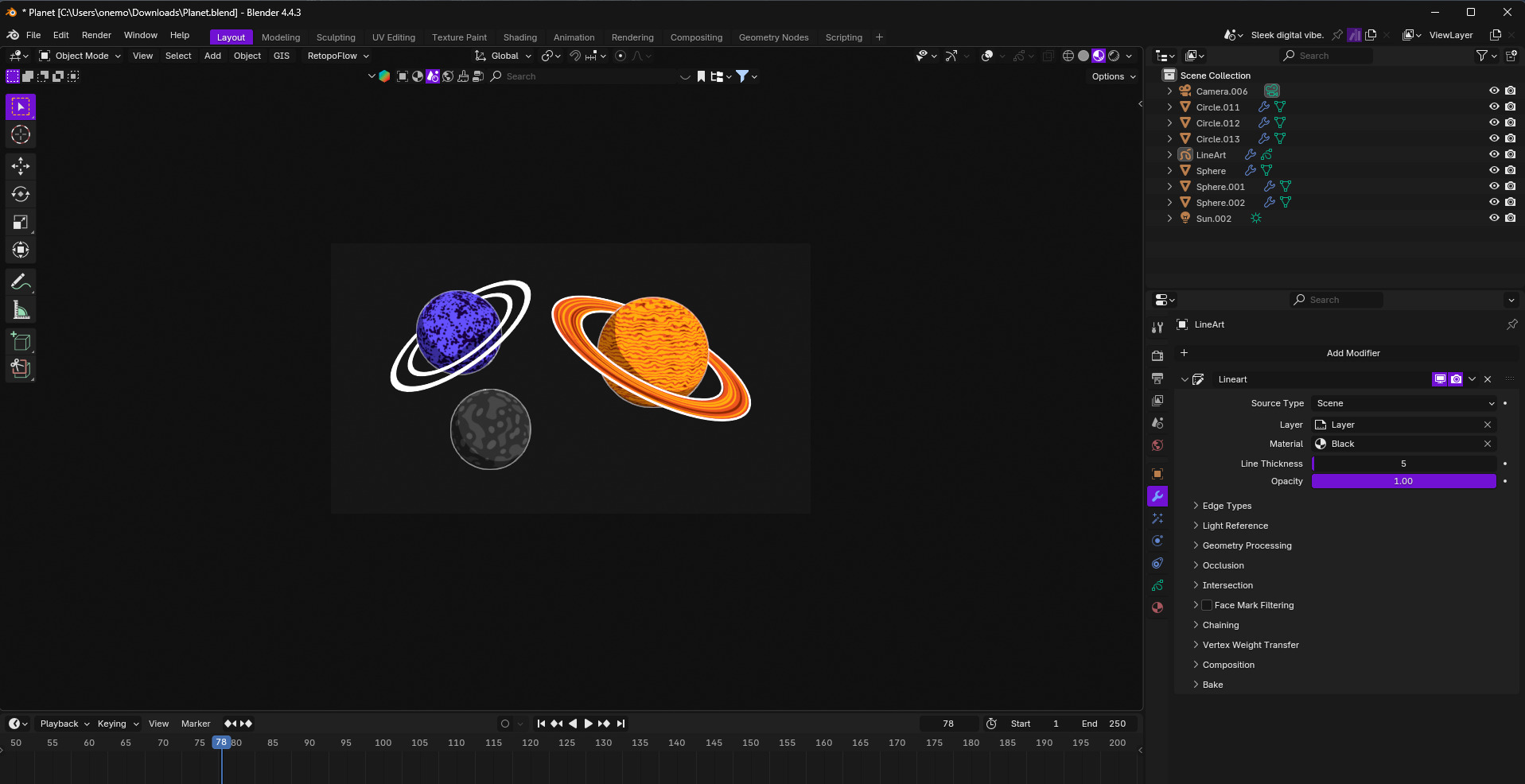 Vibrant Outer Space Planets  Digital 3D Art Low-poly 3D model_4
