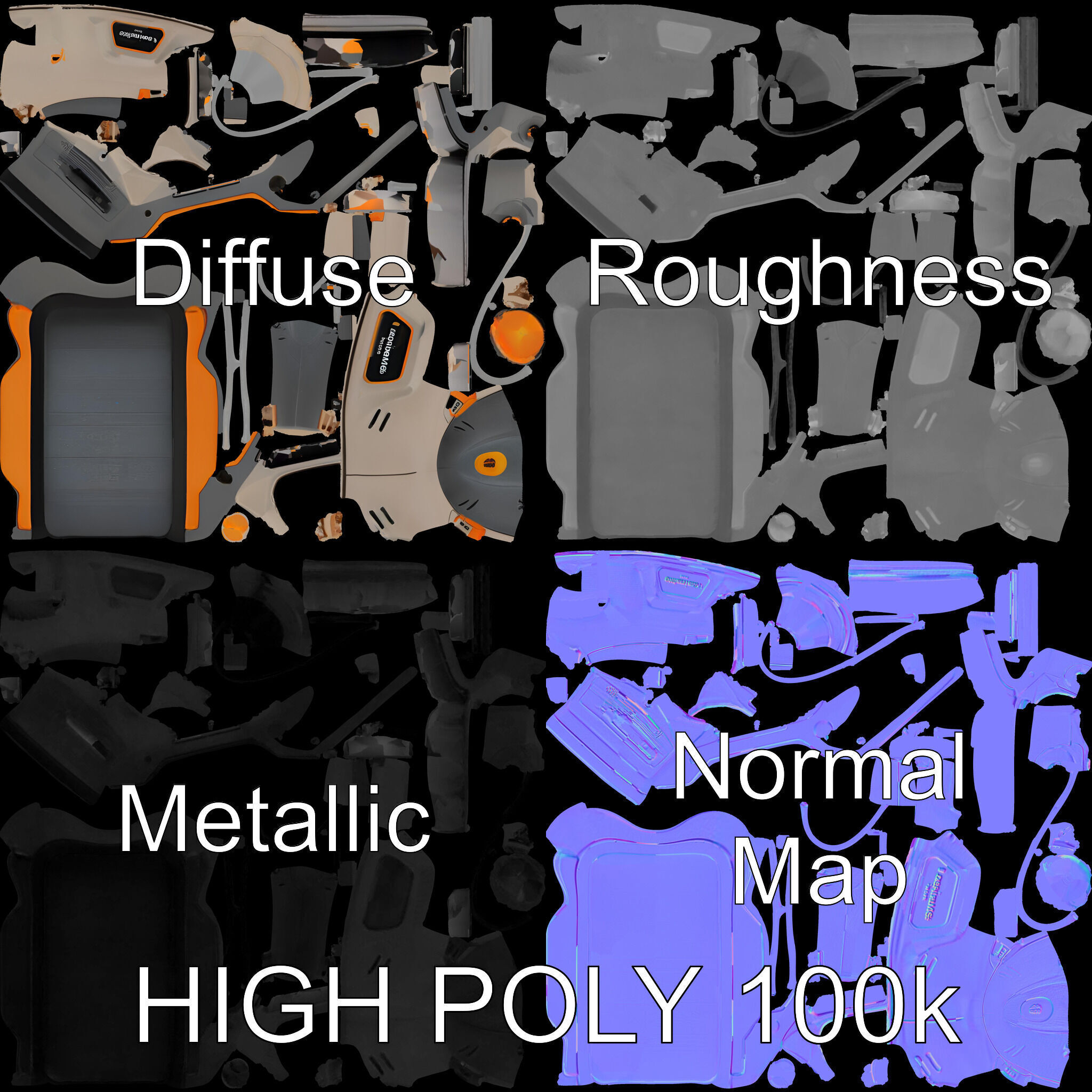 Electric Handheld Sander Model Pack Low-poly 3D model_2