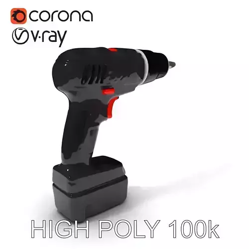 Cordless Drill D Model Pack with Multiple Details Low-poly 3D model