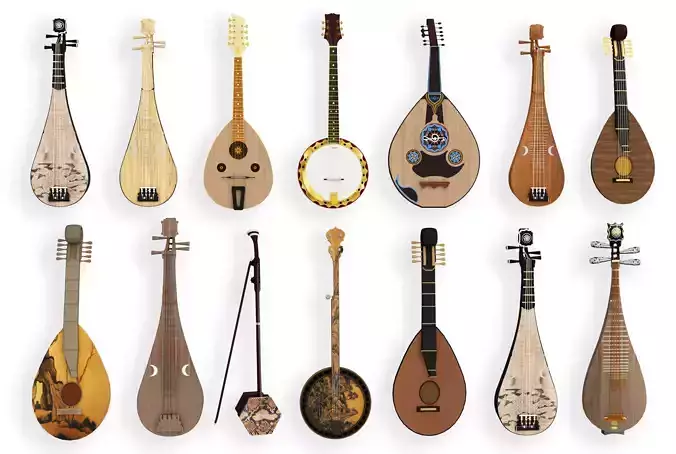 Chinese musical instrument Low-poly 3D model