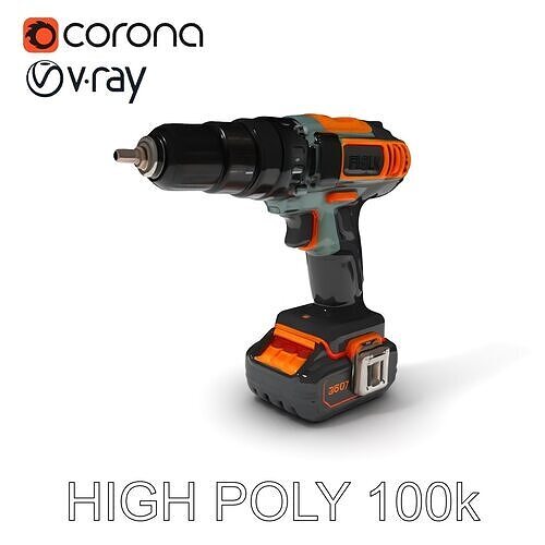 Cordless Electric Drill Model Pack Low-poly 3D model
