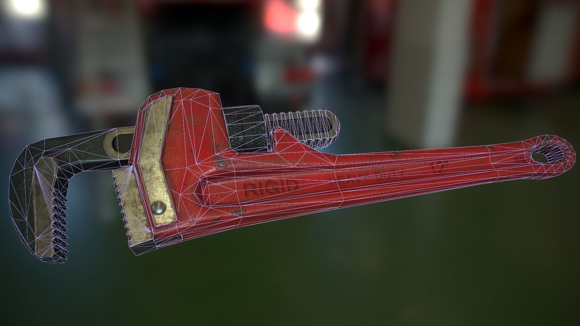 Pipe wrench Low-poly 3D model_1