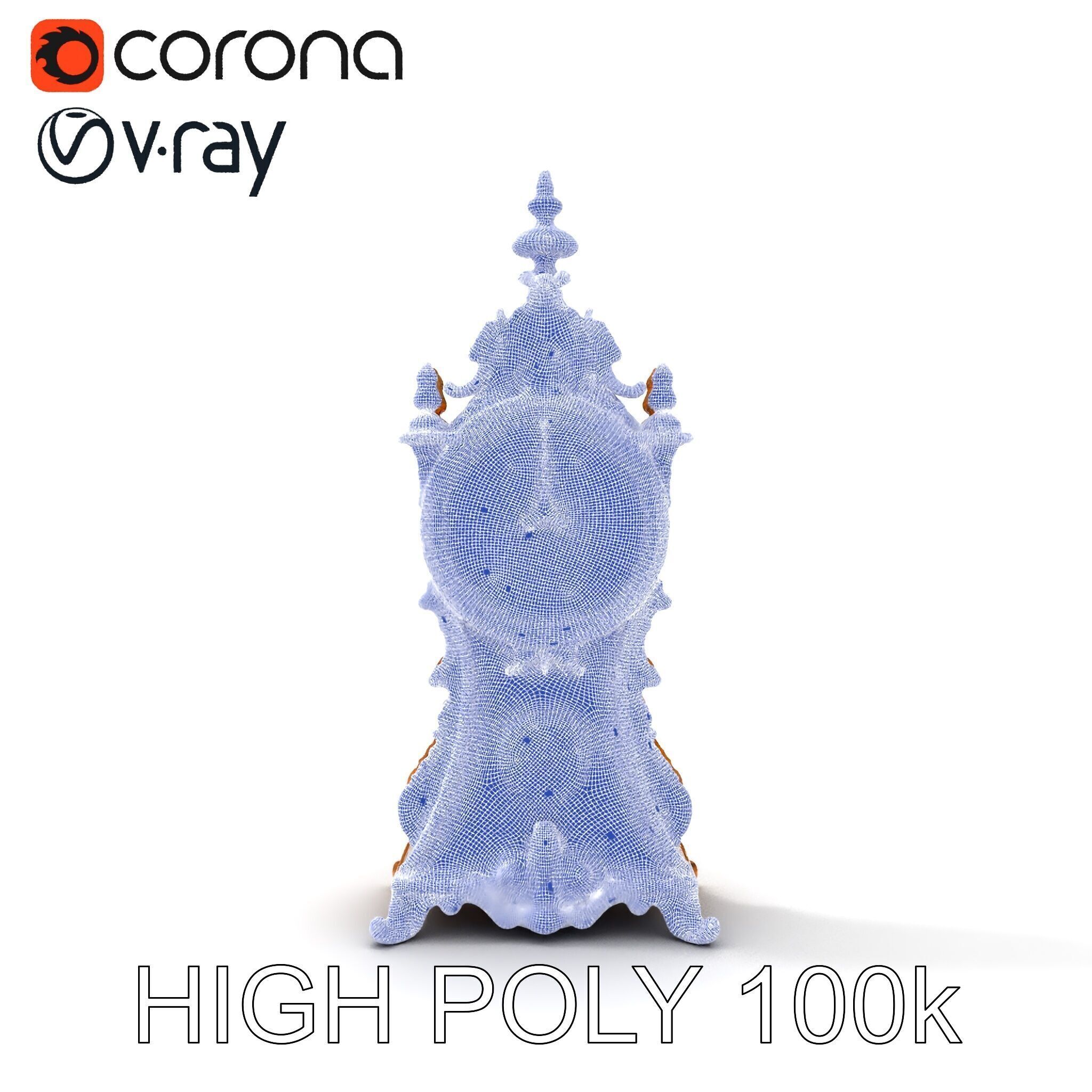 Antique Ornate Clock Model Pack Low-poly 3D model_35