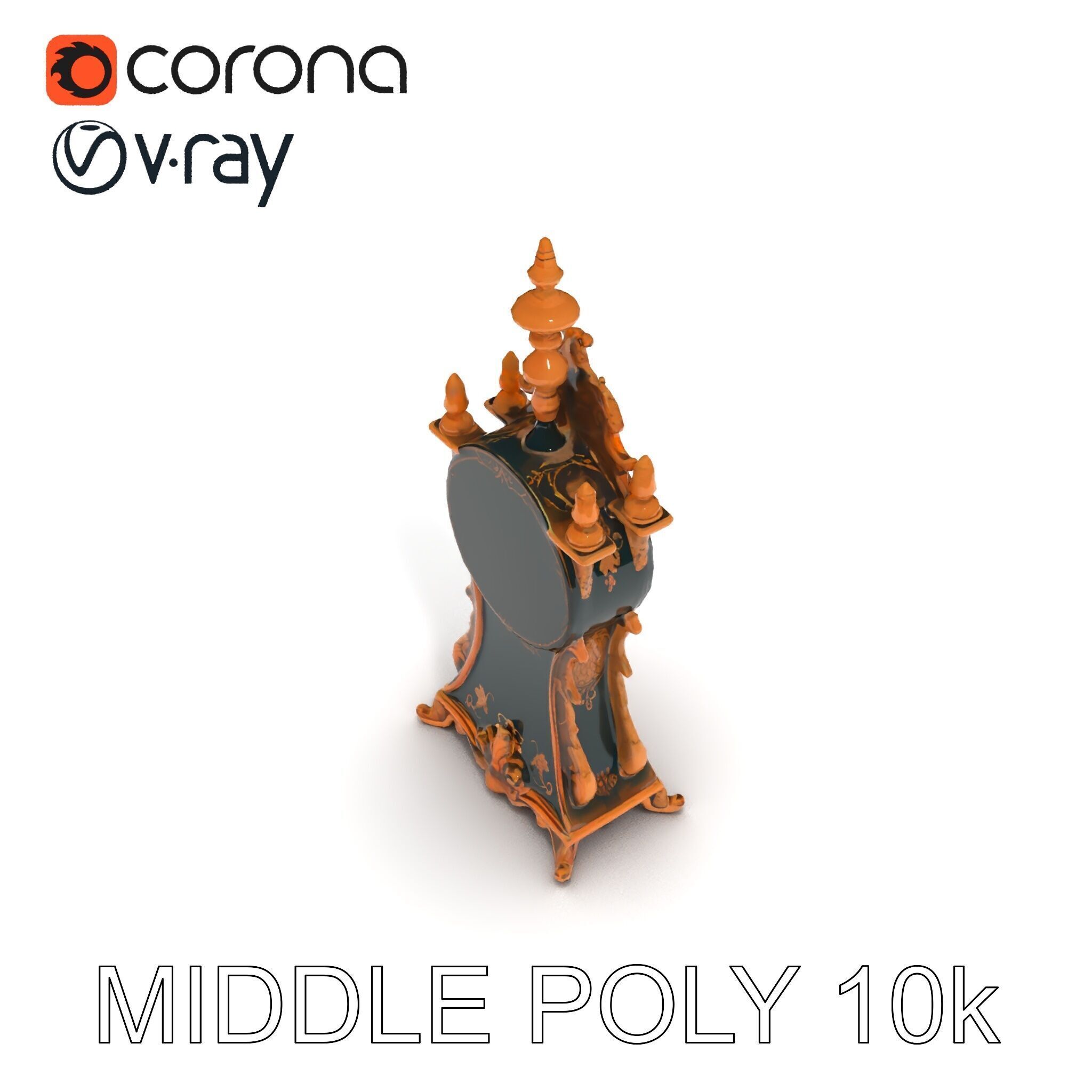 Antique Ornate Clock Model Pack Low-poly 3D model_33