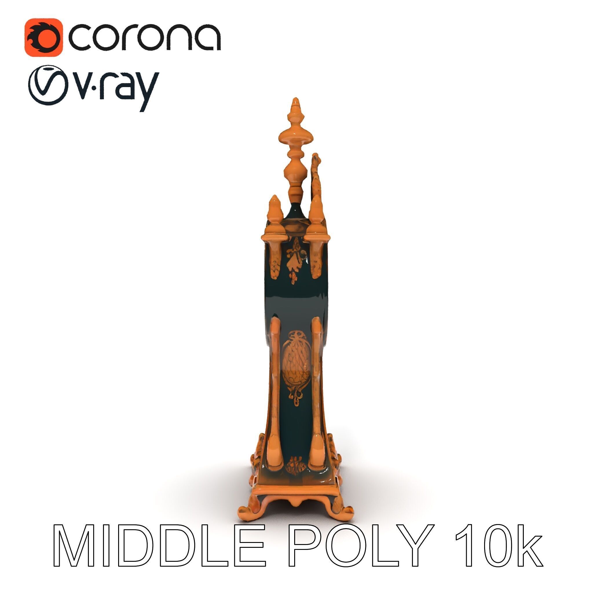 Antique Ornate Clock Model Pack Low-poly 3D model_25