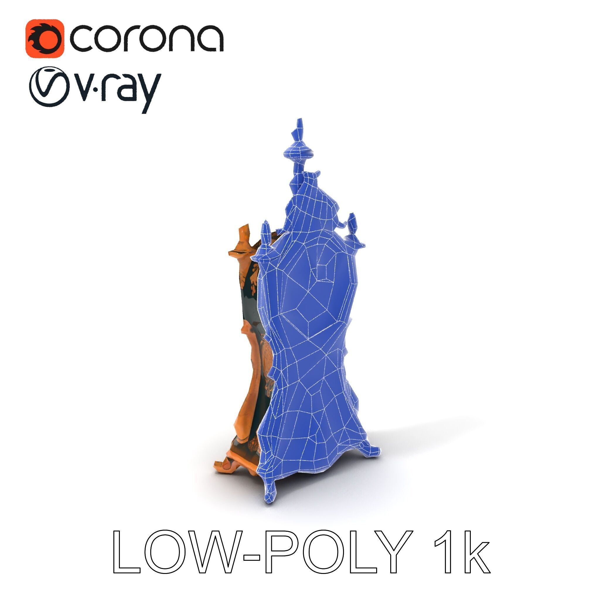 Antique Ornate Clock Model Pack Low-poly 3D model_18