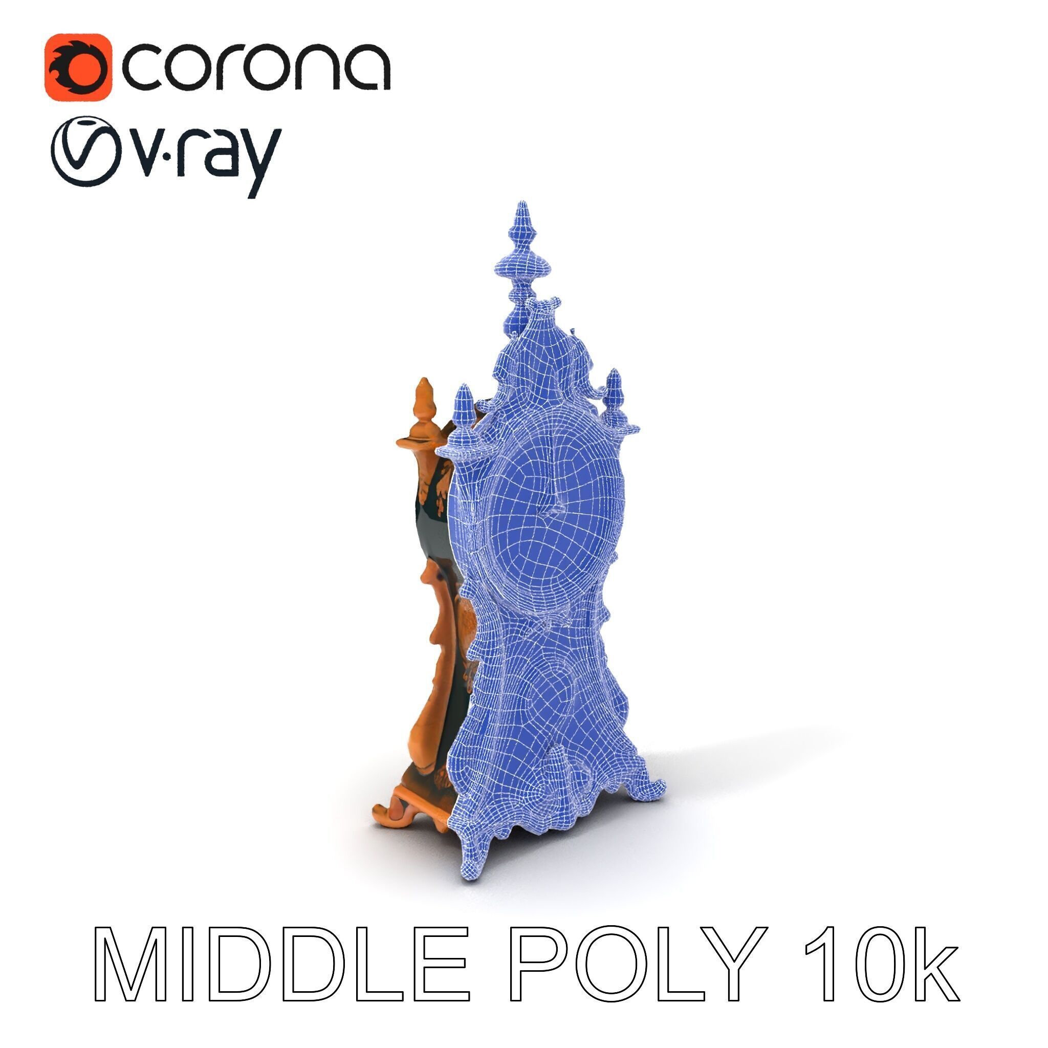 Antique Ornate Clock Model Pack Low-poly 3D model_17