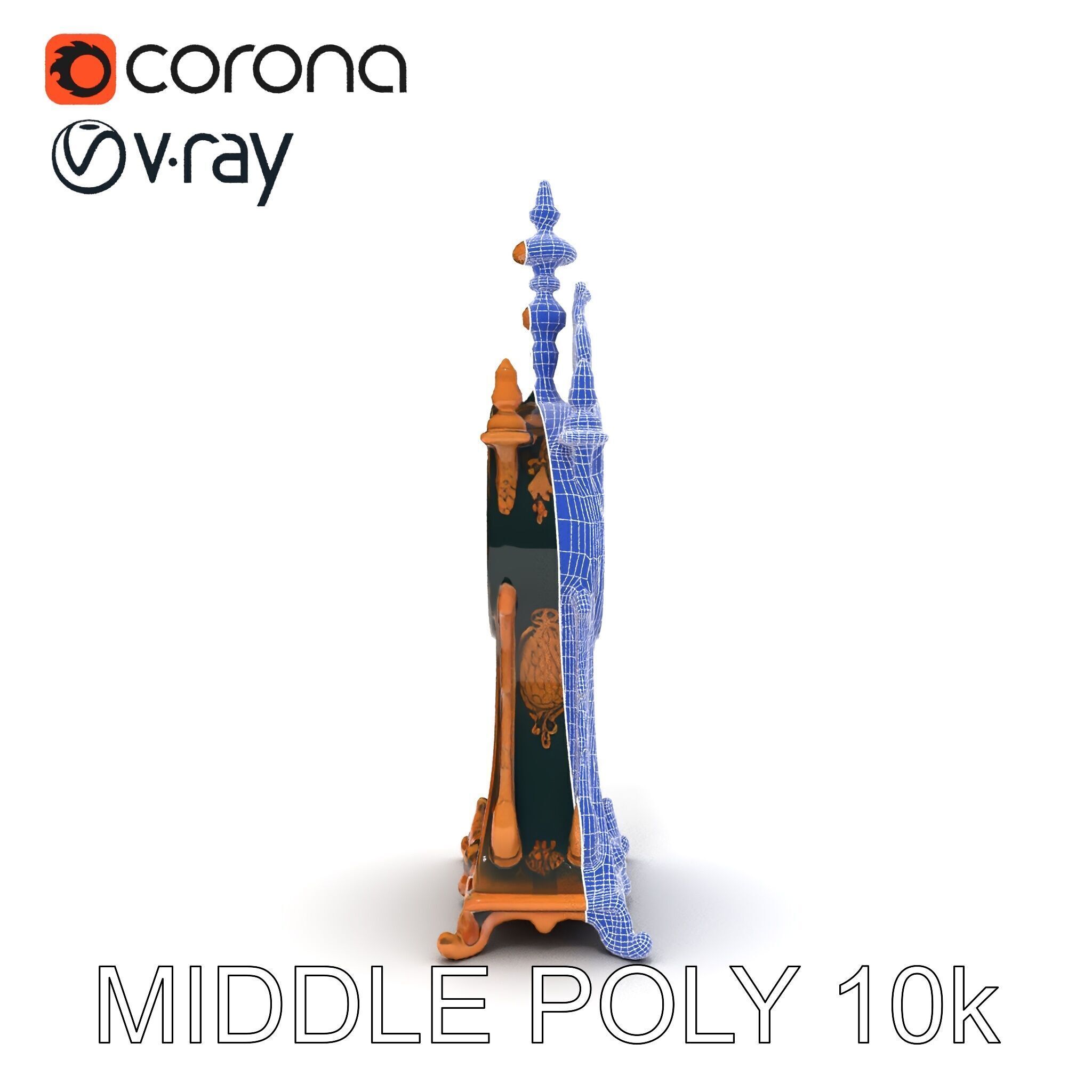 Antique Ornate Clock Model Pack Low-poly 3D model_11