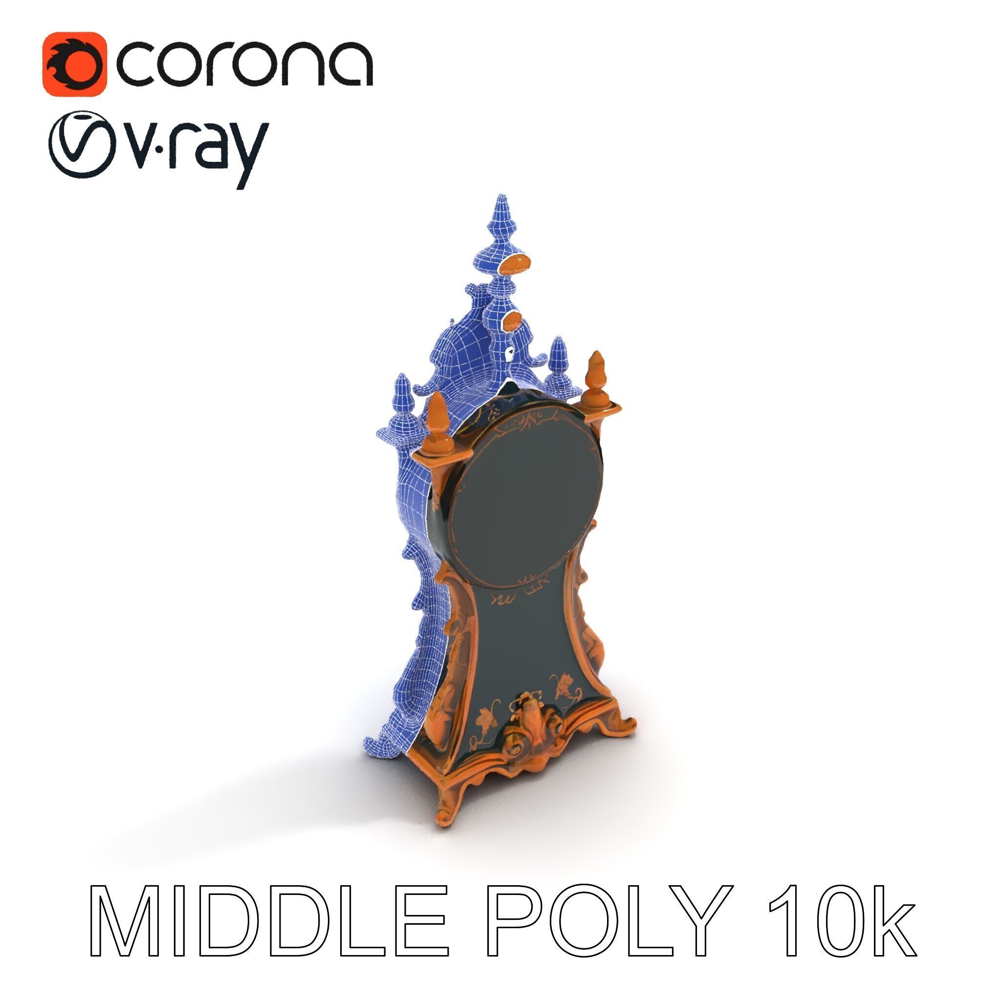 Antique Ornate Clock Model Pack Low-poly 3D model_19