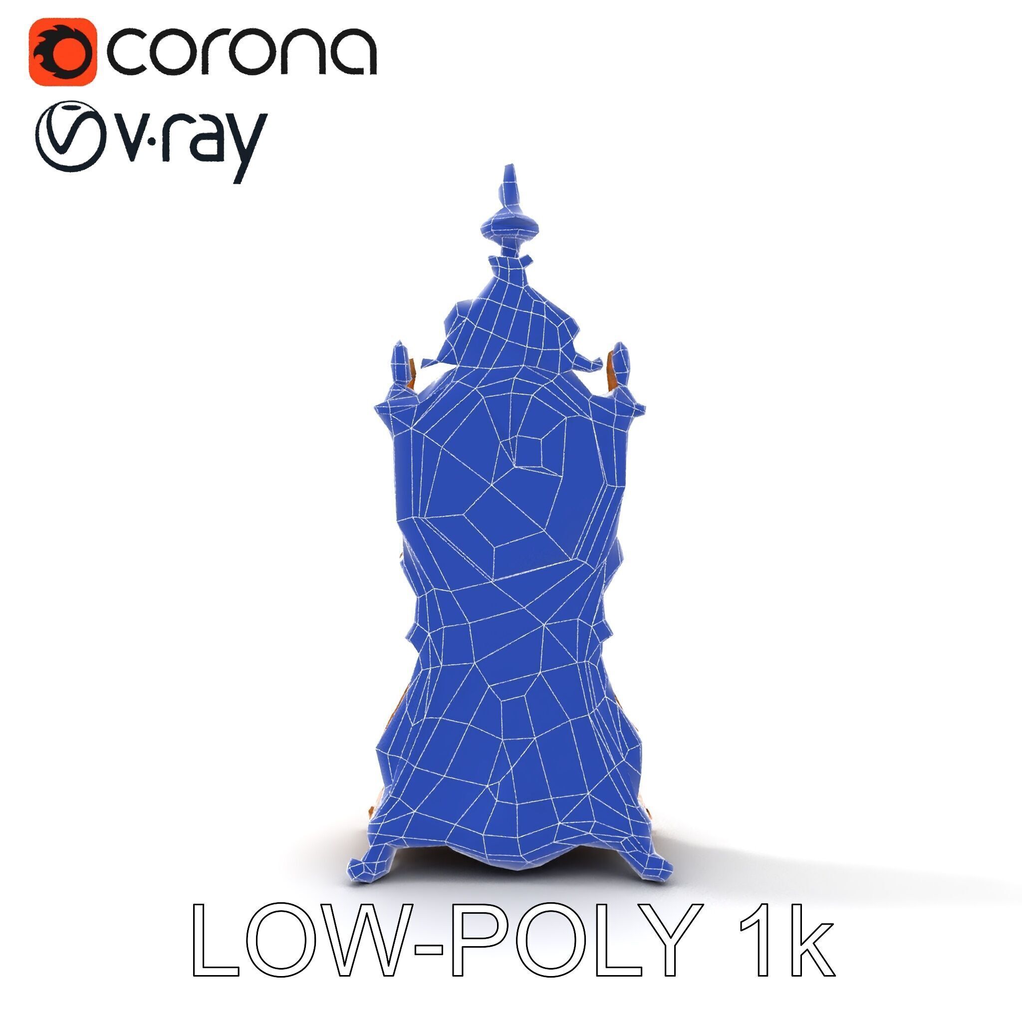 Antique Ornate Clock Model Pack Low-poly 3D model_9