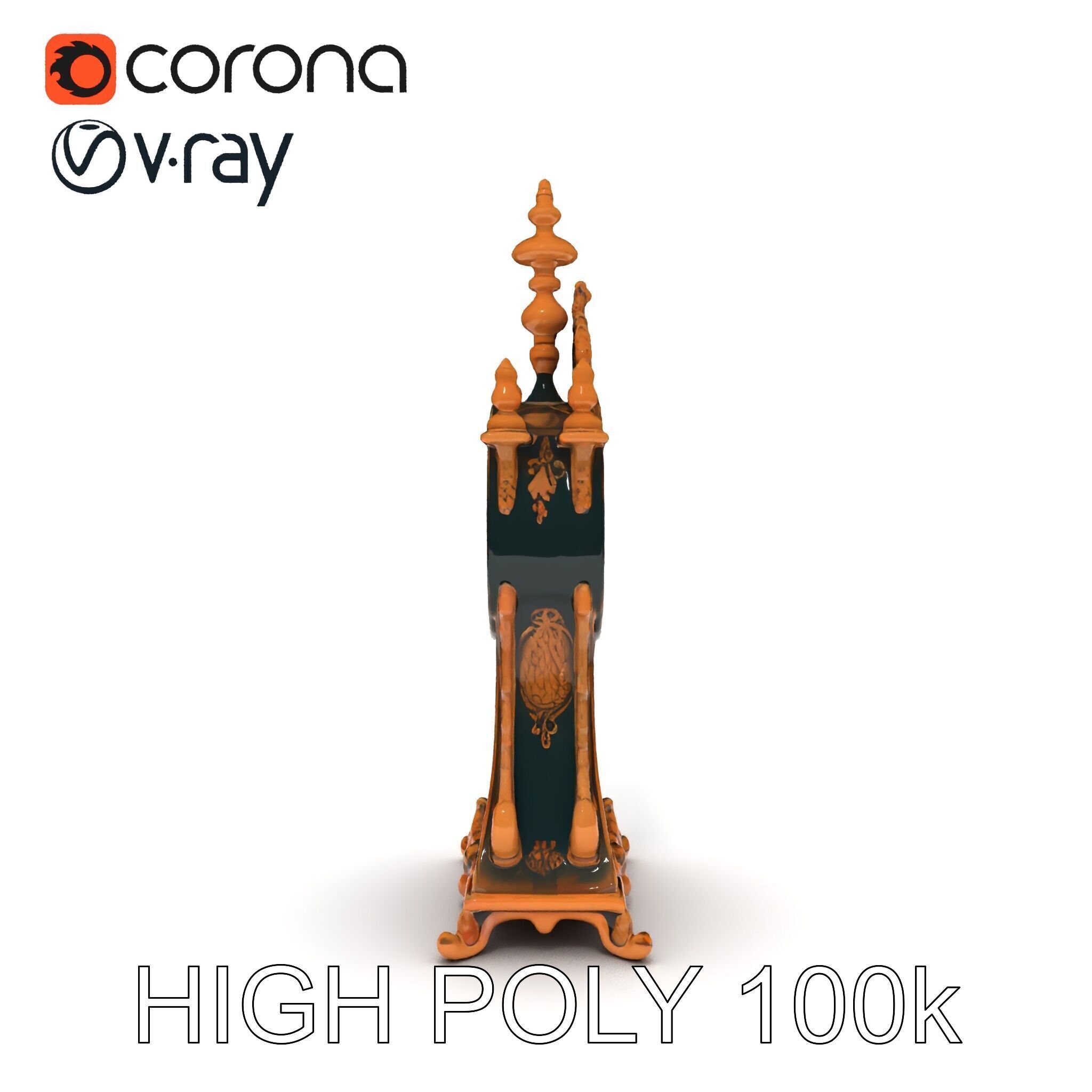 Antique Ornate Clock Model Pack Low-poly 3D model_21