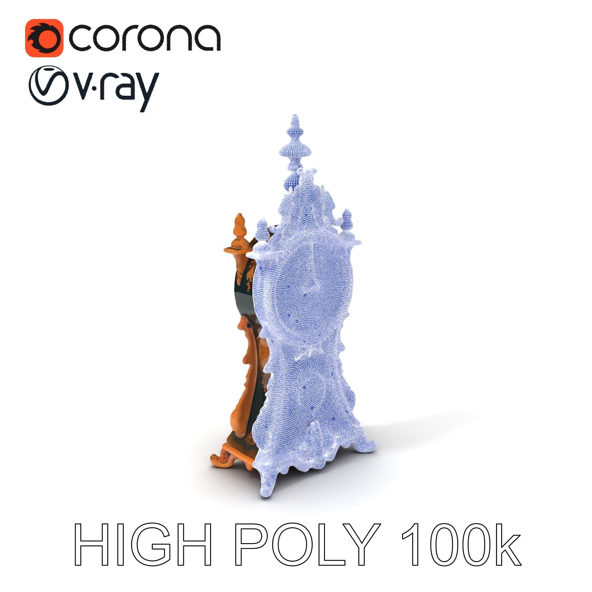 Antique Ornate Clock Model Pack Low-poly 3D model_3