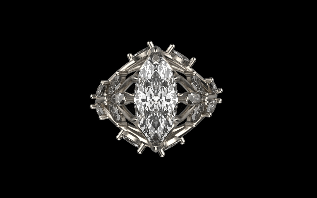 flower branch ring model 1198 3D print model_11