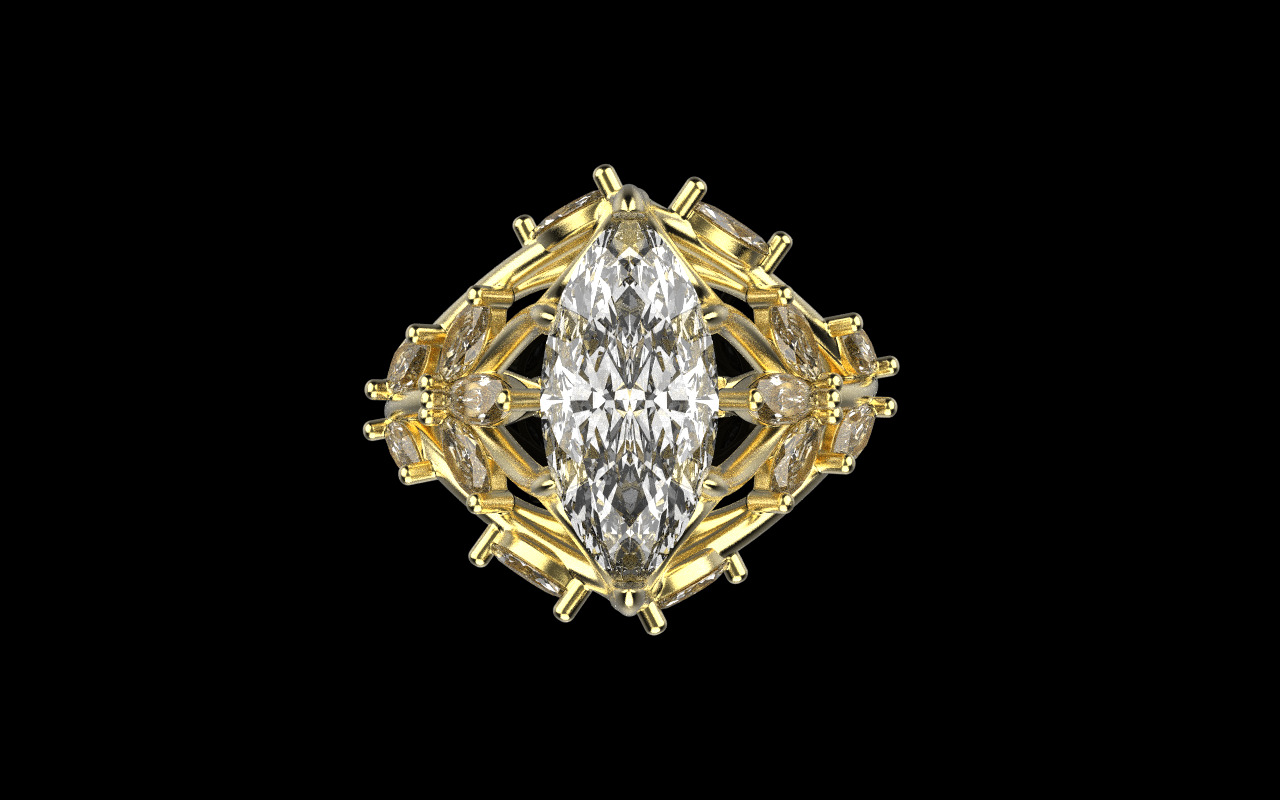 flower branch ring model 1198 3D print model_10