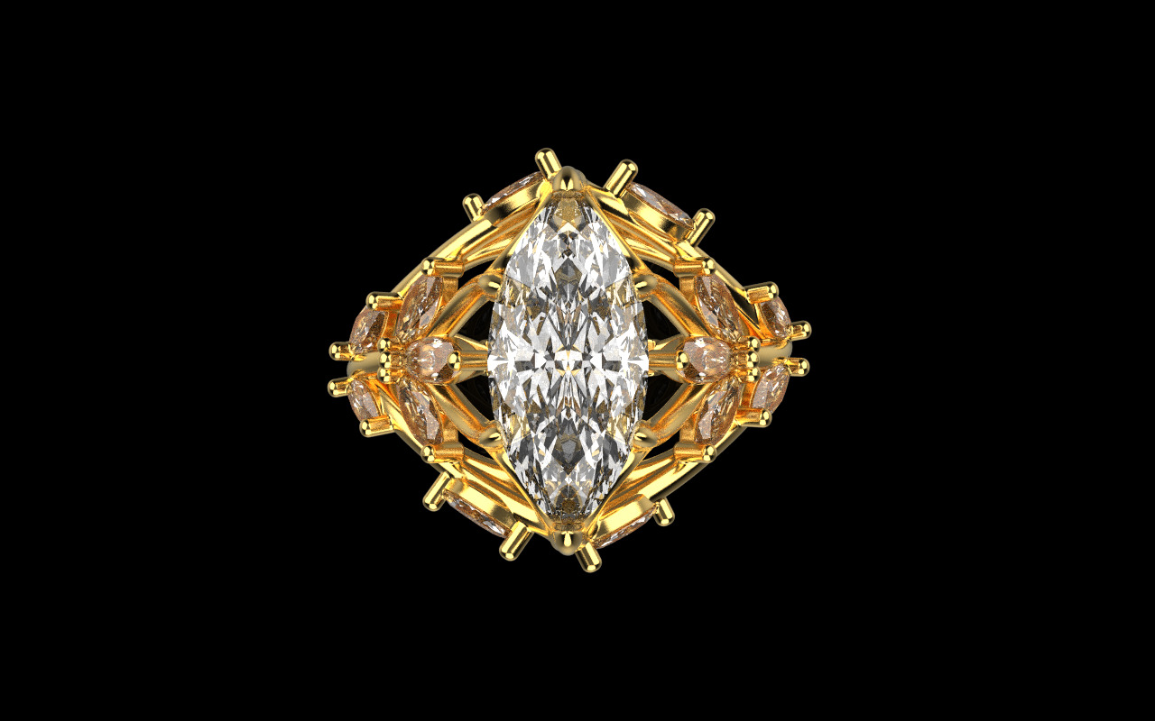 flower branch ring model 1198 3D print model_9