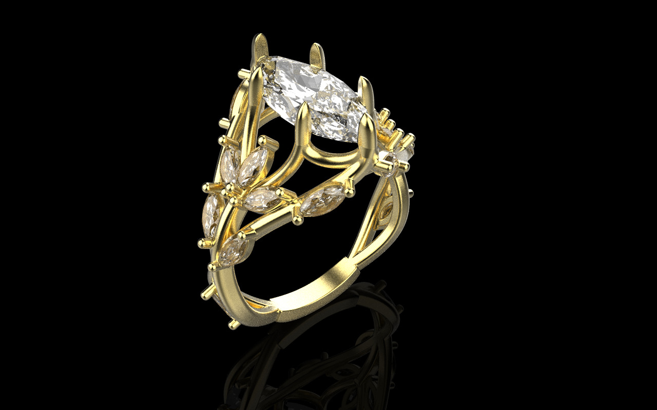 flower branch ring model 1198 3D print model_24