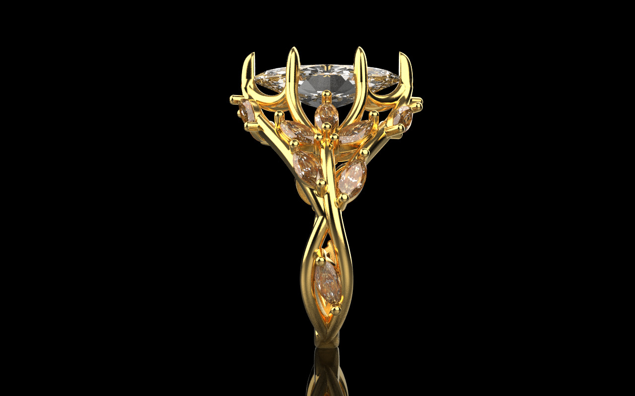 flower branch ring model 1198 3D print model_13