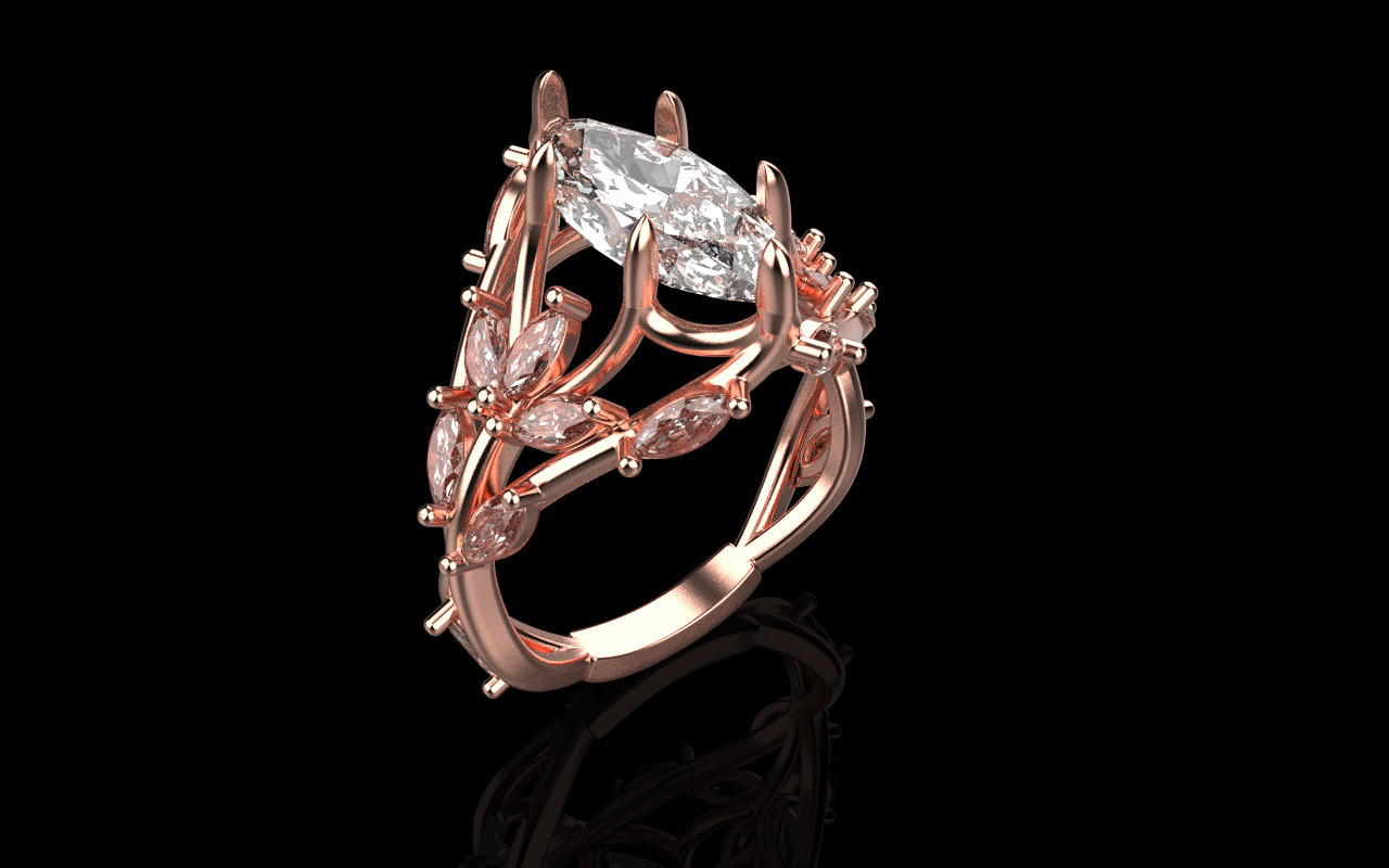 flower branch ring model 1198 3D print model_25