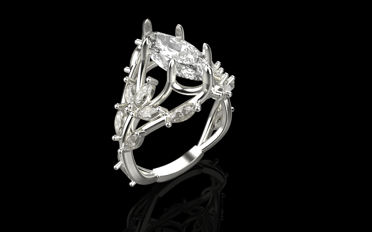 flower branch ring model 1198 3D print model_26