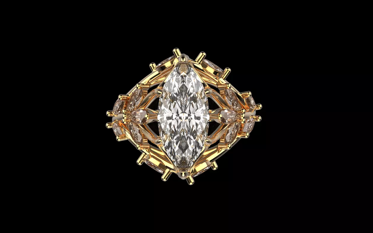 flower branch ring model 1198 3D print model_0